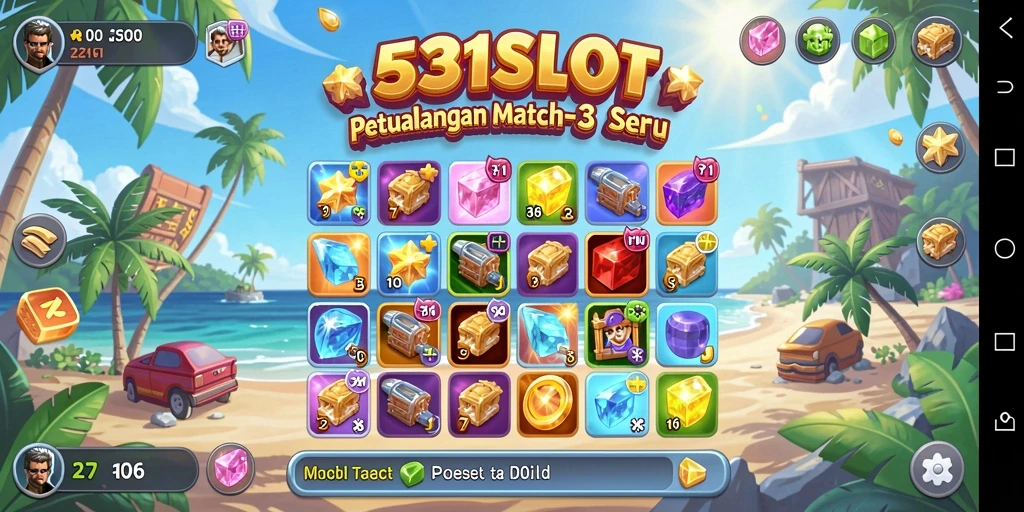 Tampilan gameplay seru dari 531SLOT dengan elemen yang saling mencocokkan.