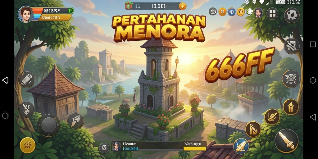 Screenshot gameplay menara pertahanan menegangkan di 666FF.
