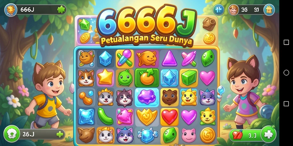 Tampilan gameplay menarik dari 666J dengan elemen Match-3.