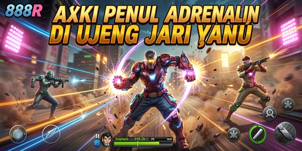 Screenshot utama 888R menampilkan adegan aksi yang mendebarkan.