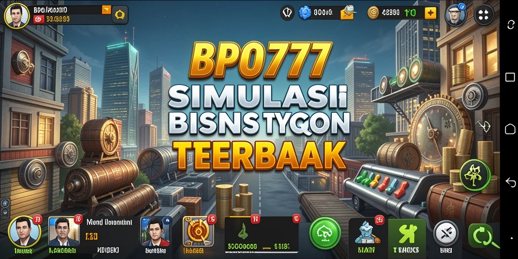 Screenshot gameplay BPO777 yang menunjukkan simulasi bisnis yang dinamis.