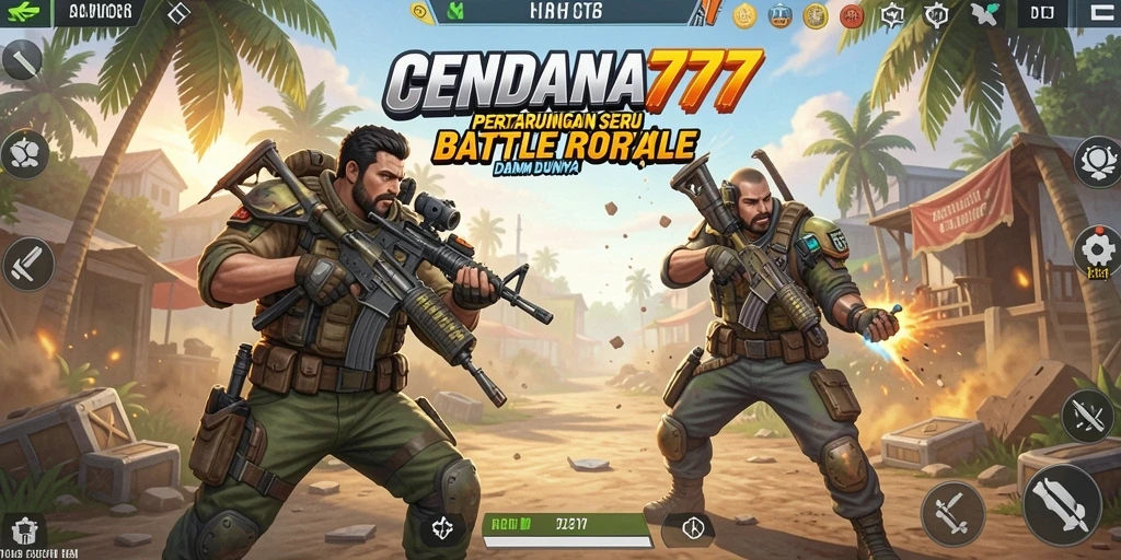 Tangkapan layar gameplay seru CENDANA777 dalam pertempuran Battle Royale.