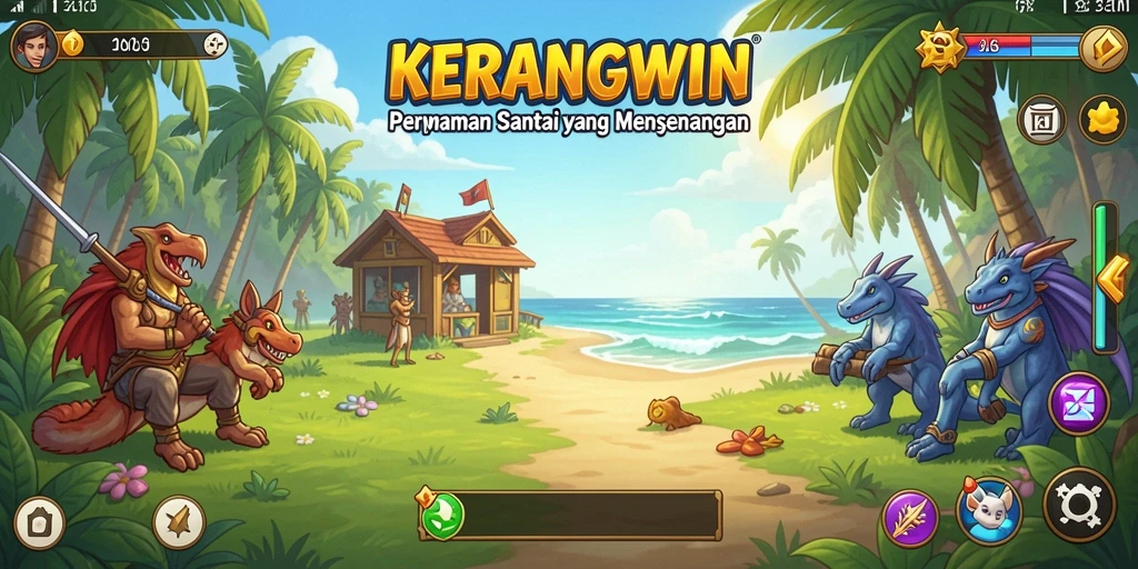 Tangkapan layar KERANGWIN menampilkan suasana bermain yang ceria dan penuh warna.