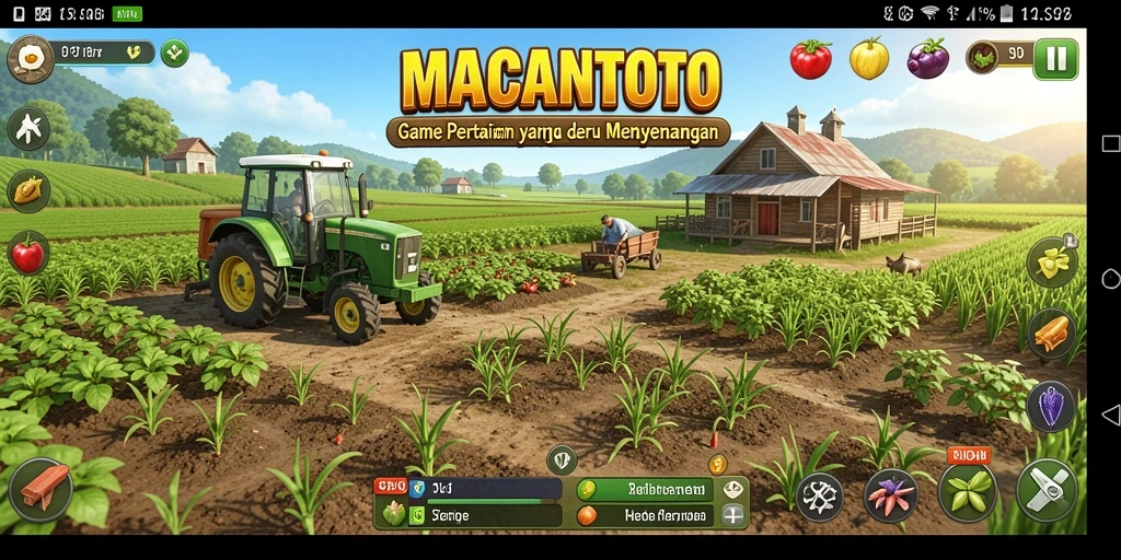 Tangkapan layar MACANTOTO menampilkan gameplay bertani yang seru dan interaktif.