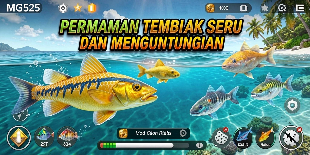 Gameplay seru dari MG525 yang menampilkan aksi menembak ikan.