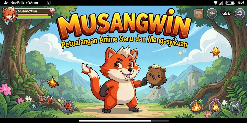Tampilan menarik dari gameplay <strong>MUSANGWIN</strong> dengan karakter anime unik.