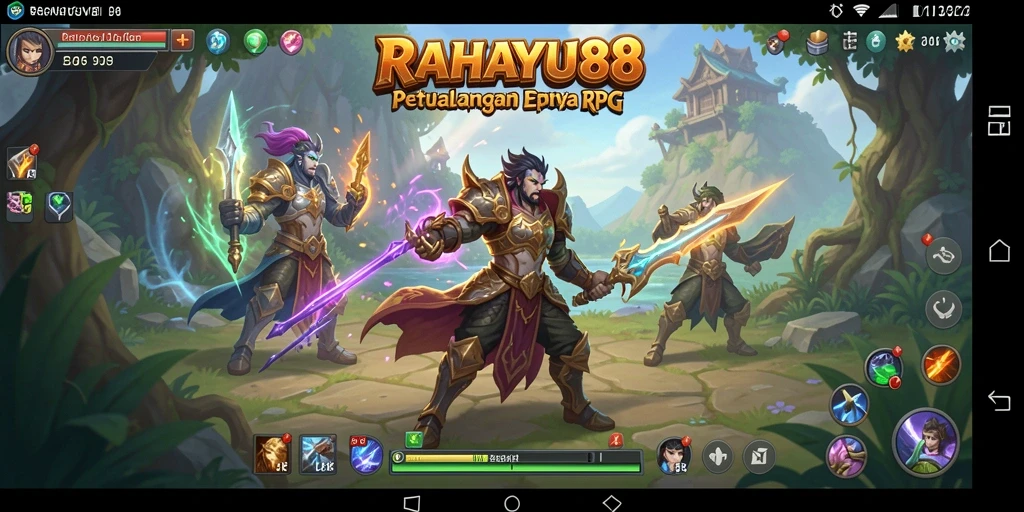 Screenshot utama RAHAYU88 menunjukkan pertarungan epic di dunia RPG.