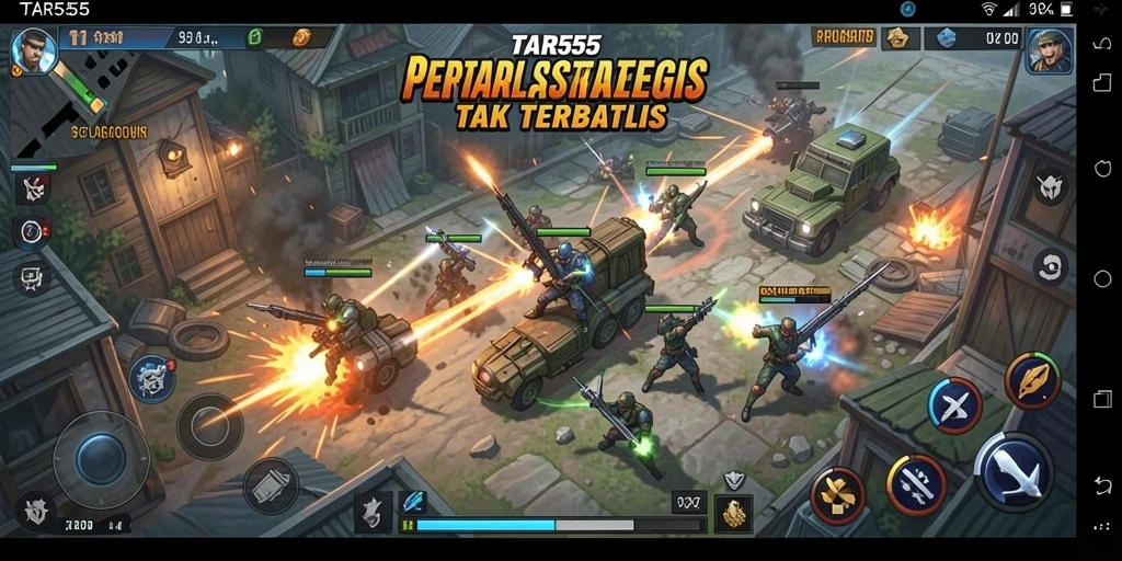 Screenshot gameplay TAR555 menampilkan pertarungan strategis yang mendebarkan.