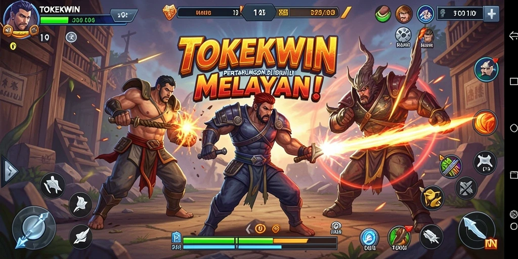 Tangkapan layar gameplay <strong>TOKEKWIN</strong> menampilkan pertarungan seru antar karakter.