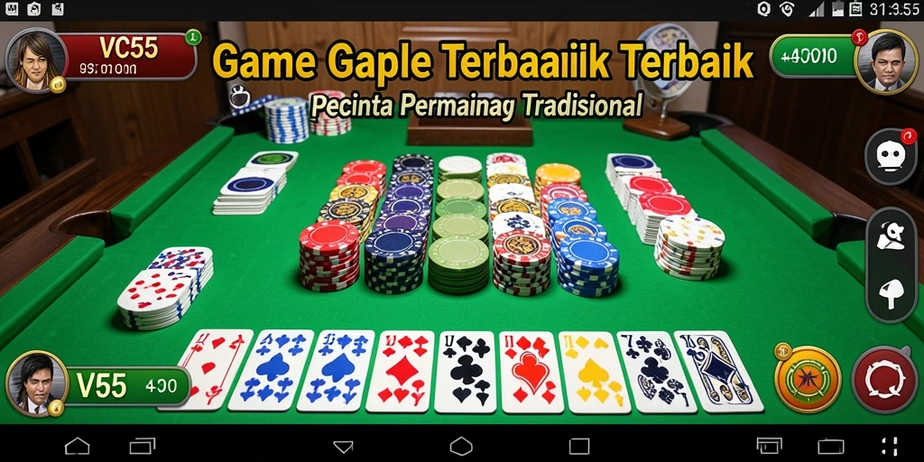 Tampilan gameplay seru Gaple di aplikasi VC55.