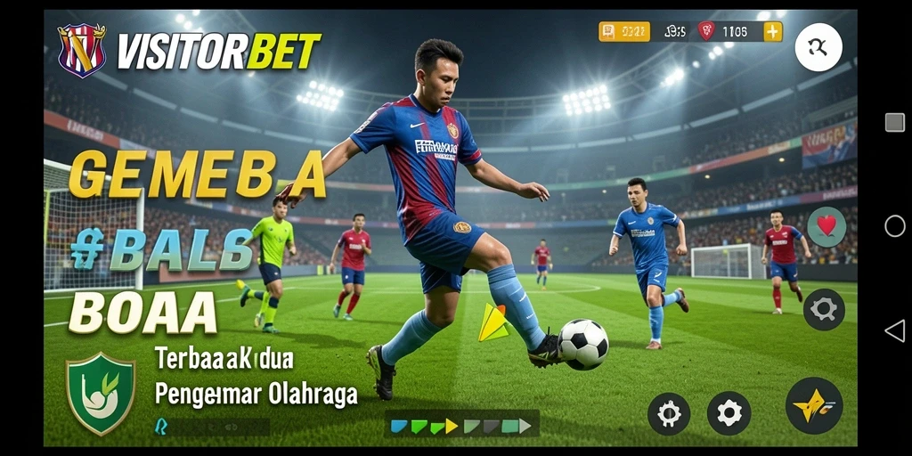 Tampilan gameplay seru dari VISITORBET di lapangan sepak bola.