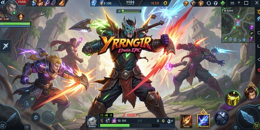 Tampilan menarik dari gameplay MOBA di YYRR.